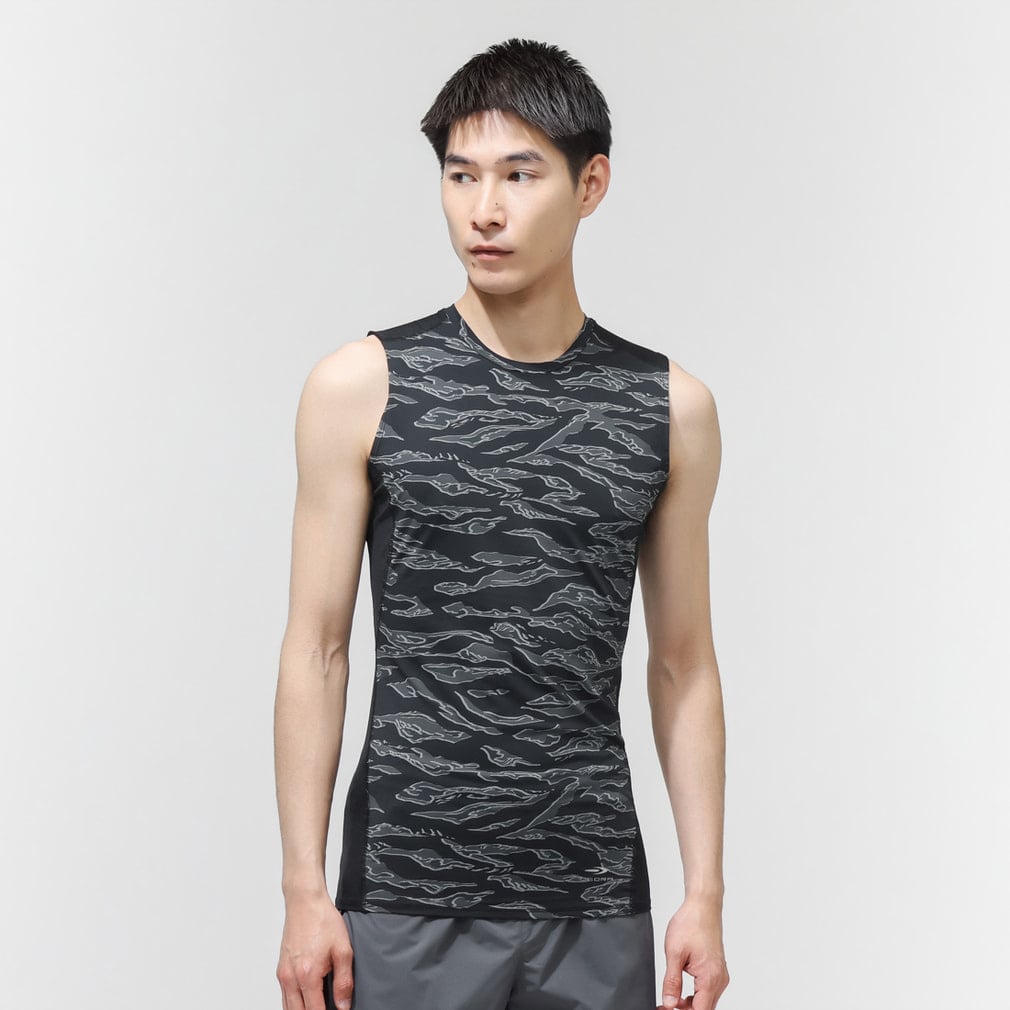 iCOOL ノースリーブコンプレッション(ブラック×ダークグレー-S)