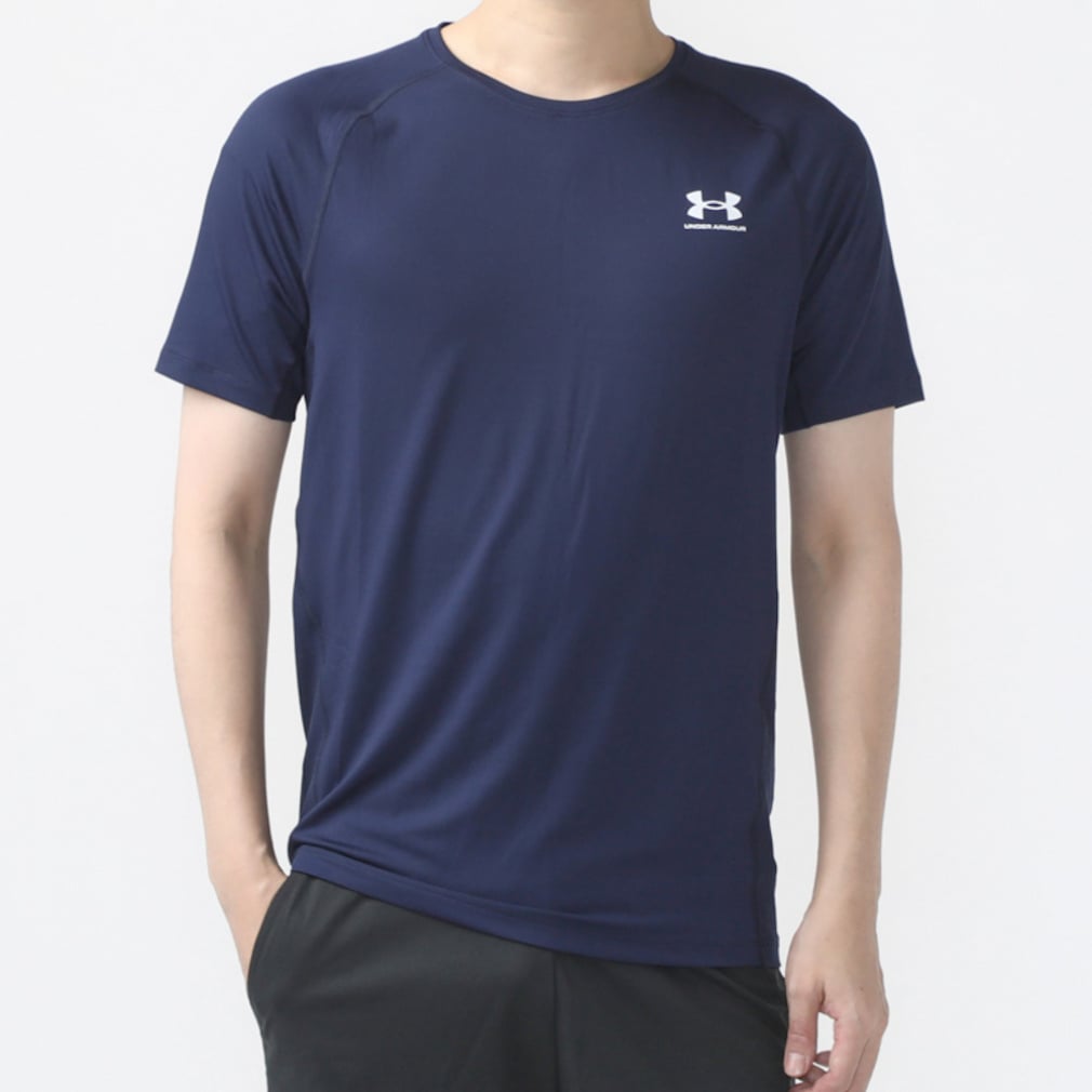 UAヒートギア フィッティド ショートスリーブシャツ(ネイビー-S)