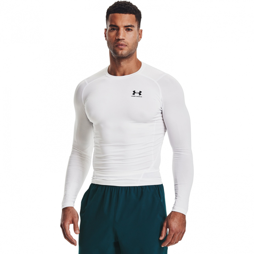 UA HG ARMOUR COMP LS(ホワイト-S　メンズ)