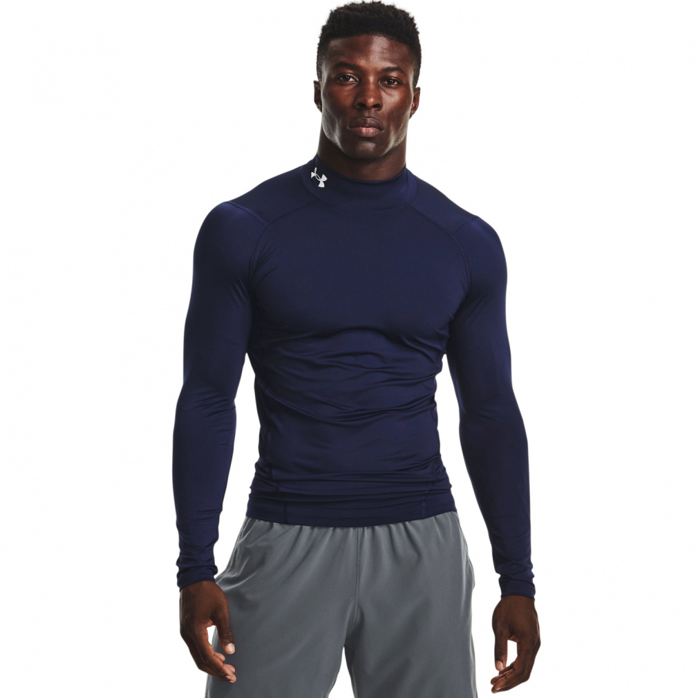 UA HG ARMOUR COMP MOCK LS(ネイビー-S　メンズ)
