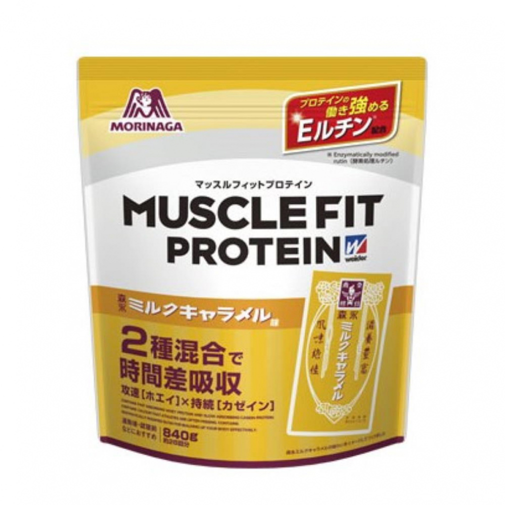 マッスルフィットプロテイン森永ミルクキャラメル味 840g(--FREE)