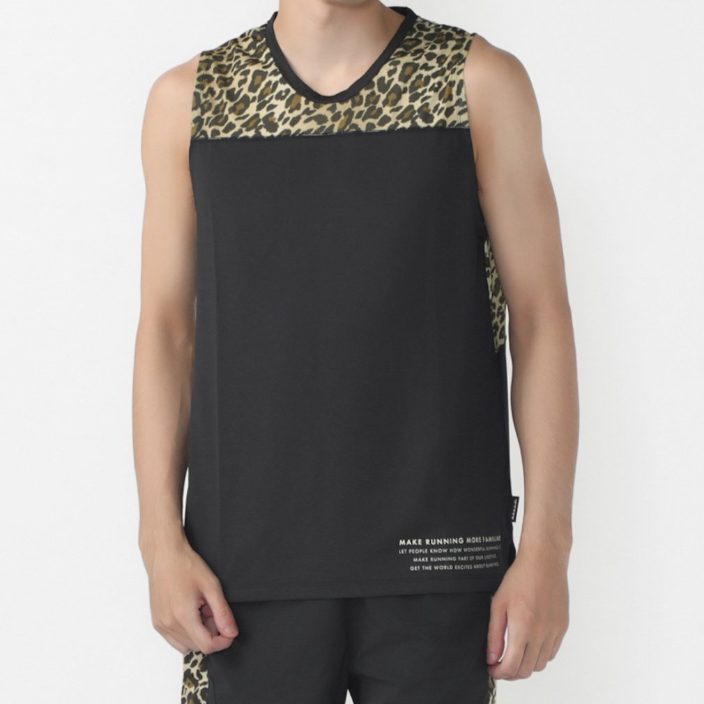 }Ee}[VA[c Y jO m[X[uVc MMA Leopard Racing Sleeve-less : ubN Mountain Martial Arts
