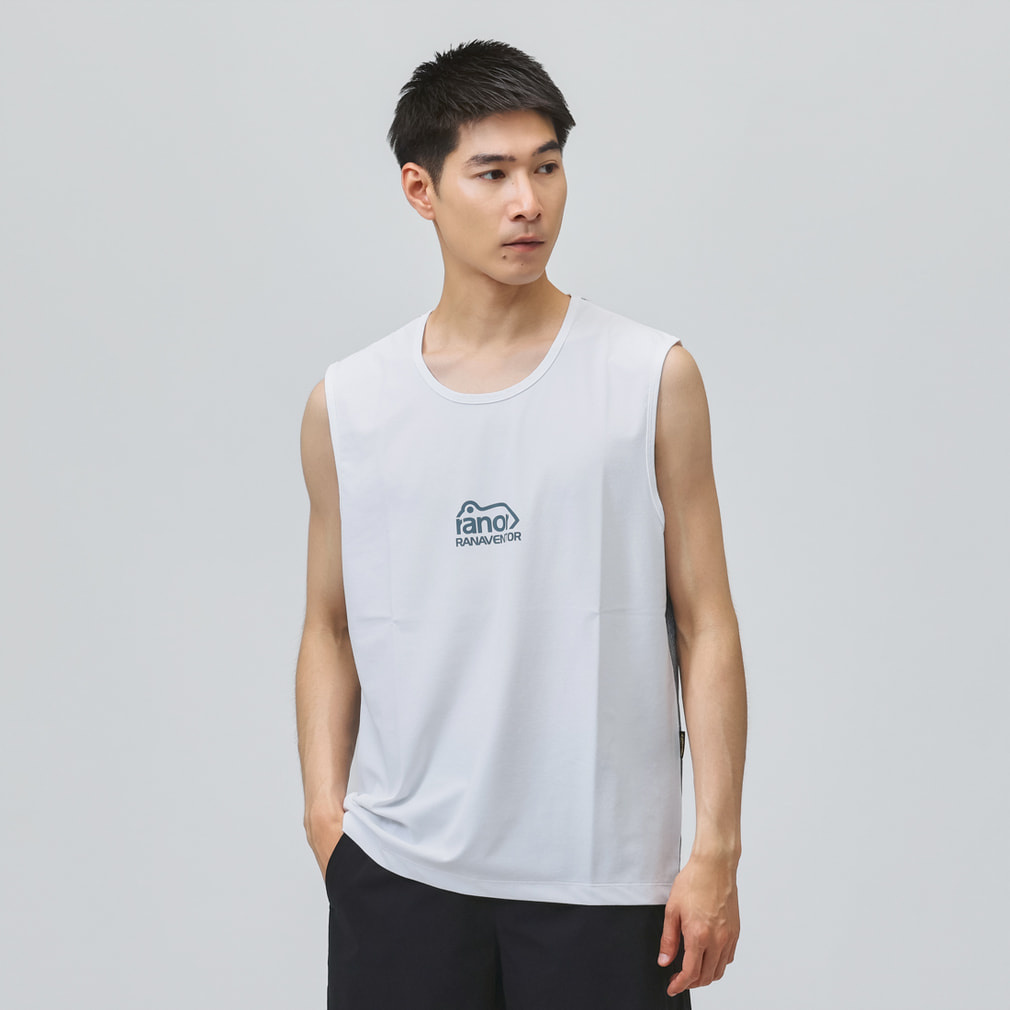 BANDANA BACKMESH NOSLEEVE(ホワイト×ペールブルー-S)