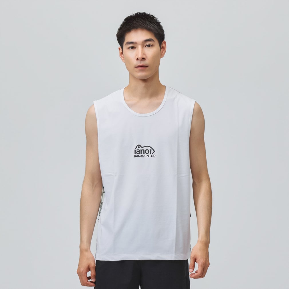BANDANA BACKMESH NOSLEEVE(ホワイト×ネイビー-S)