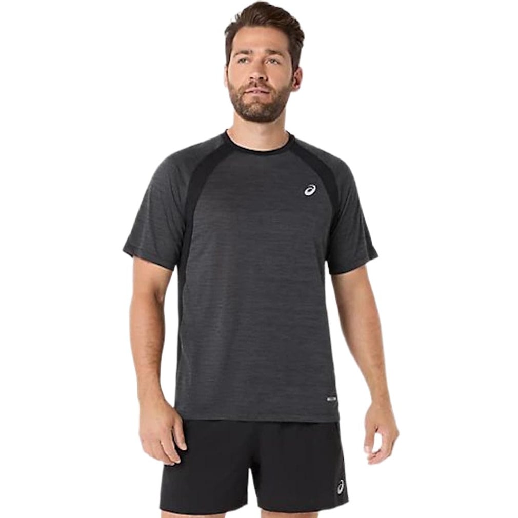 ON Running DRYTEC 半袖トップス グレー/ブラック ASICS（アシックス） メンズ 陸上/ランニング 半袖Tシャツ ROAD