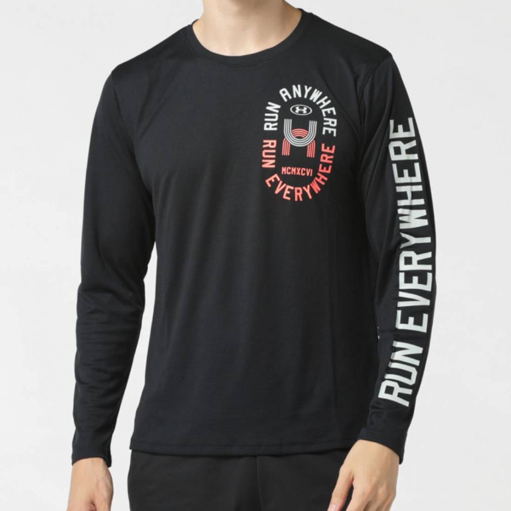 アンダーアーマー メンズ 陸上/ランニング 長袖Tシャツ UAラン エブリウェア ストライド ロングスリーブシャツ 1381380 : ブラック UNDER ARMOUR