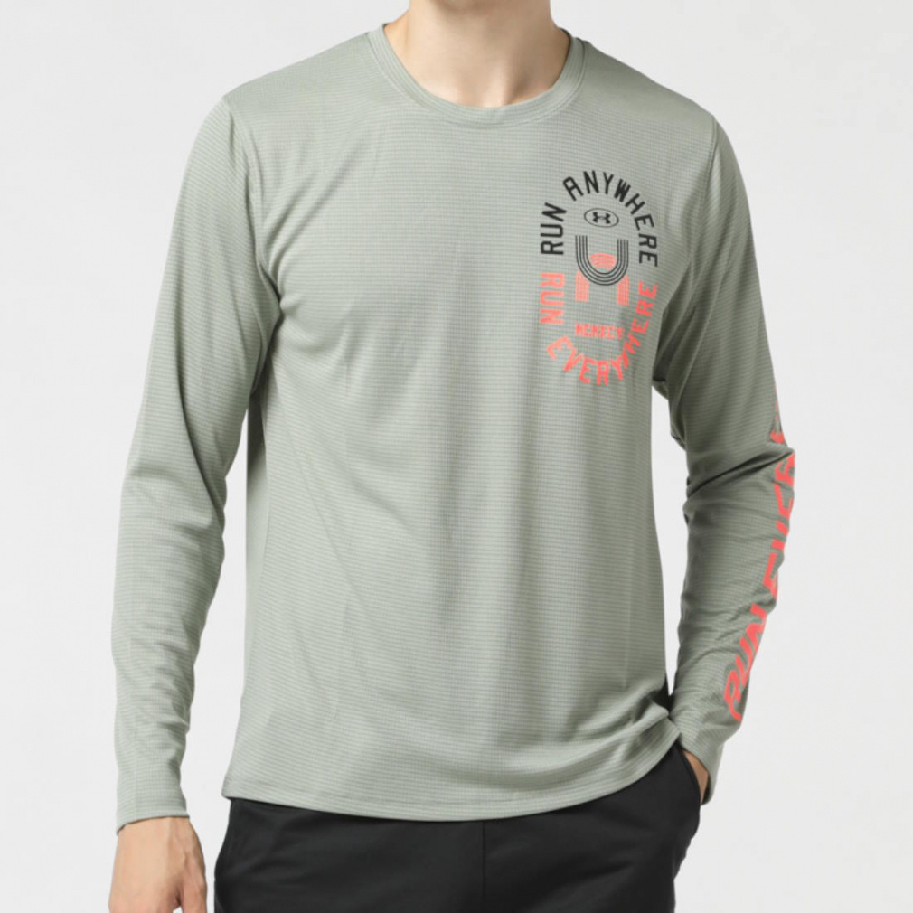 アンダーアーマー メンズ 陸上/ランニング 長袖Tシャツ UAラン エブリウェア ストライド ロングスリーブシャツ 1381380 : グリーン UNDER ARMOUR