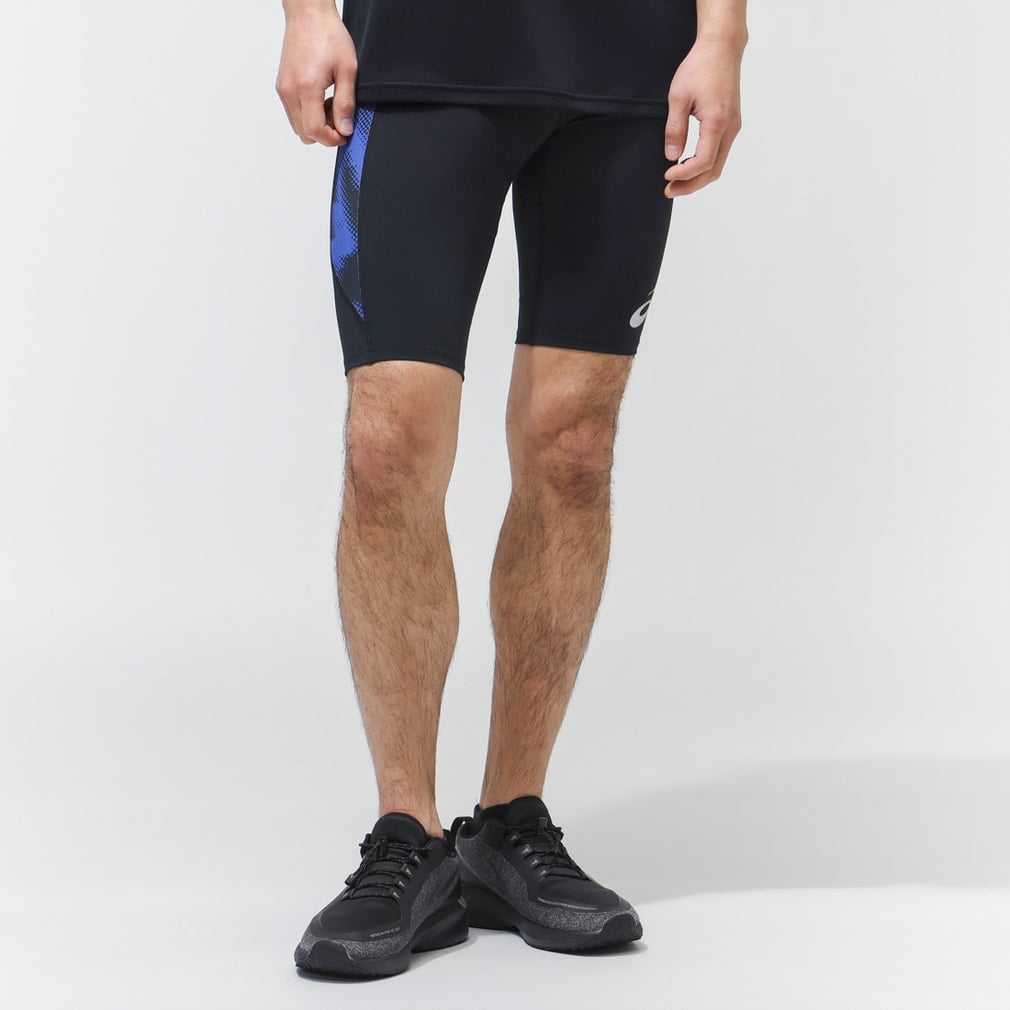 トラックグラフィックミドルタイツ(ブラック×ダークブルー-S)