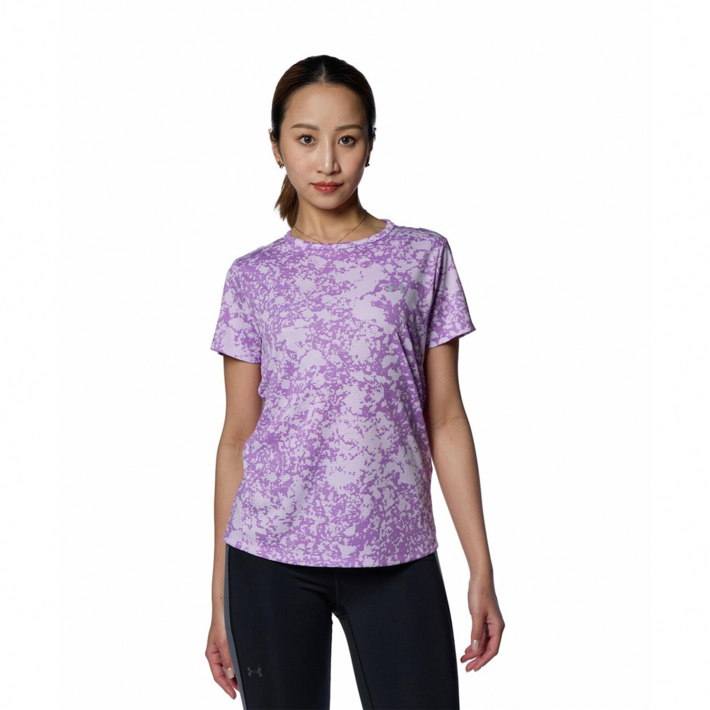 アンダーアーマー レディス 陸上/ランニング 半袖Tシャツ UAスピードストライド オールオーバー プリント ショートスリーブTシャツ 1384771 : パープル UNDER ARMOUR