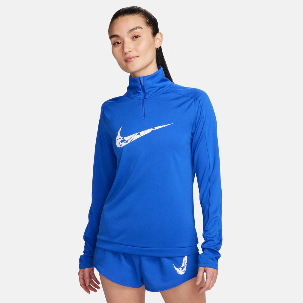 ナイキ レディス 陸上/ランニング 長袖Tシャツ スウッシュ ウィメンズ Dri-FIT 1/4ジップ ミッド レイヤー FN2637-405 : ブルー NIKE