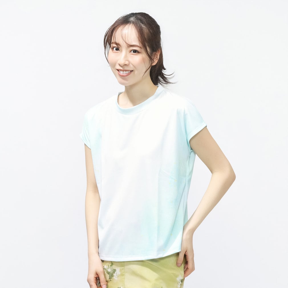 UVカット総柄ランニングTシャツ(ペールブルー-S)