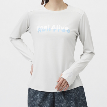 長袖Tシャツ フロントロゴグラフィック アイドライ(ライトグレー-XL)