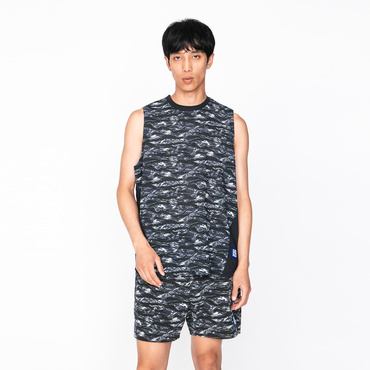 BEAMS DESIGN RUNNING FORCES ナイトカモ ノースリーブ(ブラック×ダークグレー-S)