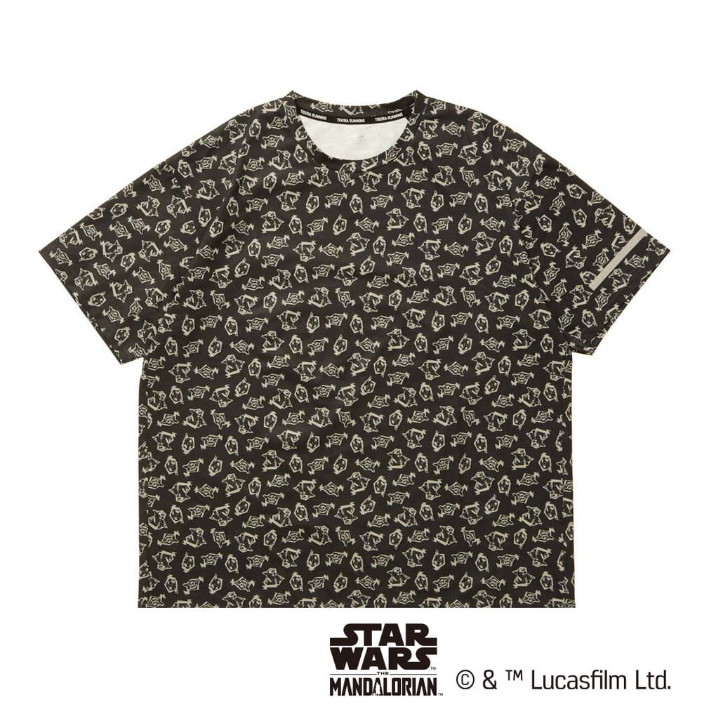 マンダロリアン 総柄半袖Tシャツ(ブラック×セピア-XS)