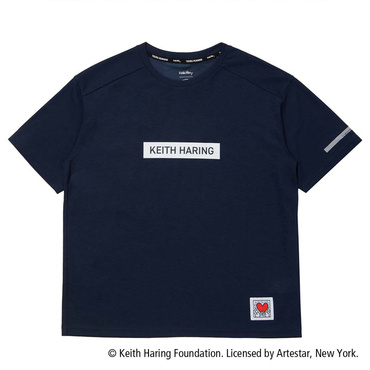 キースへリング 半袖ランニングTシャツ(ネイビー-S)