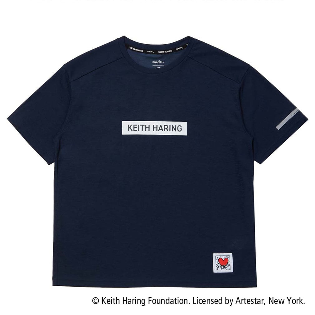 キースへリング 半袖ランニングTシャツ(ネイビー-XS)