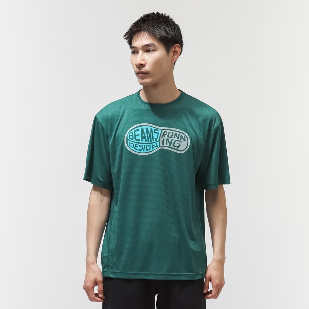 ランニンググラフィックTシャツ1(グリーン-S)