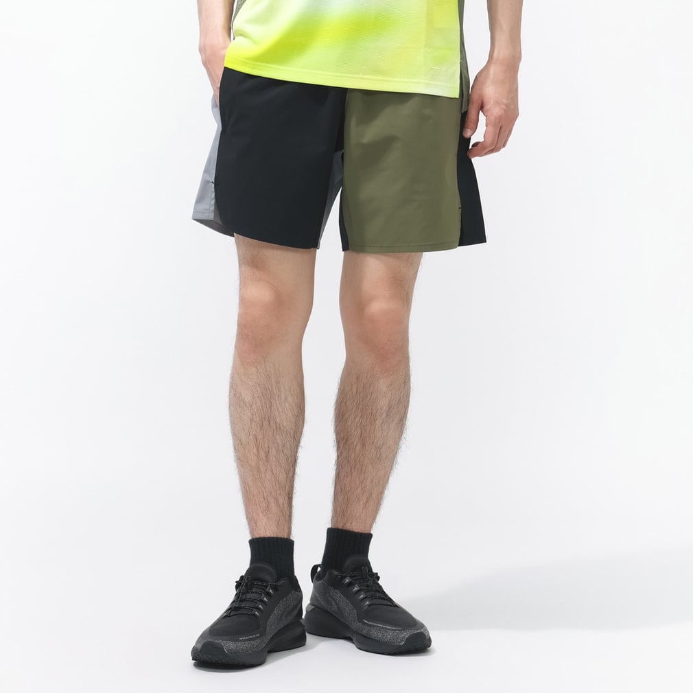 マルチポケットランニングショーツ(ブラック×オリーブ-S)