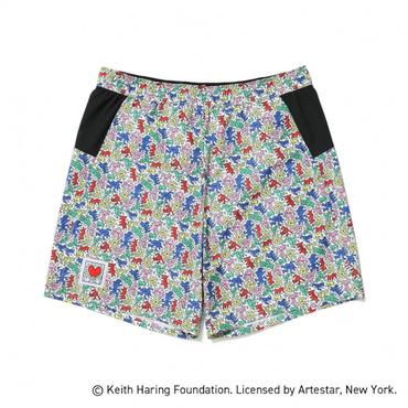 ランニングショートパンツ キースへリング(ホワイト×レッド-XS)