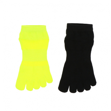 2足組 5本指ソックス(カラー)(フラッシュイエロー×ブラック-25-27cm)