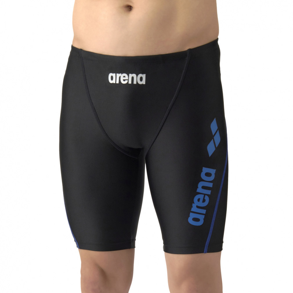 フィットネススパッツ ハーフレッグ(ブラック×ブルー-M)