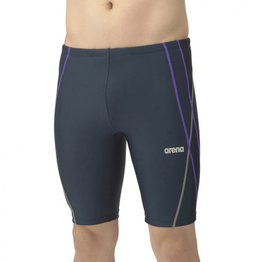 フィットネス水着 キャップ ゴーグル 3点セット フィットネススパッツ ハーフレッグ/フィットネスゴーグル/テキスタイルキャップ(ネイビー×パープル-S ﾒﾝｽﾞ)