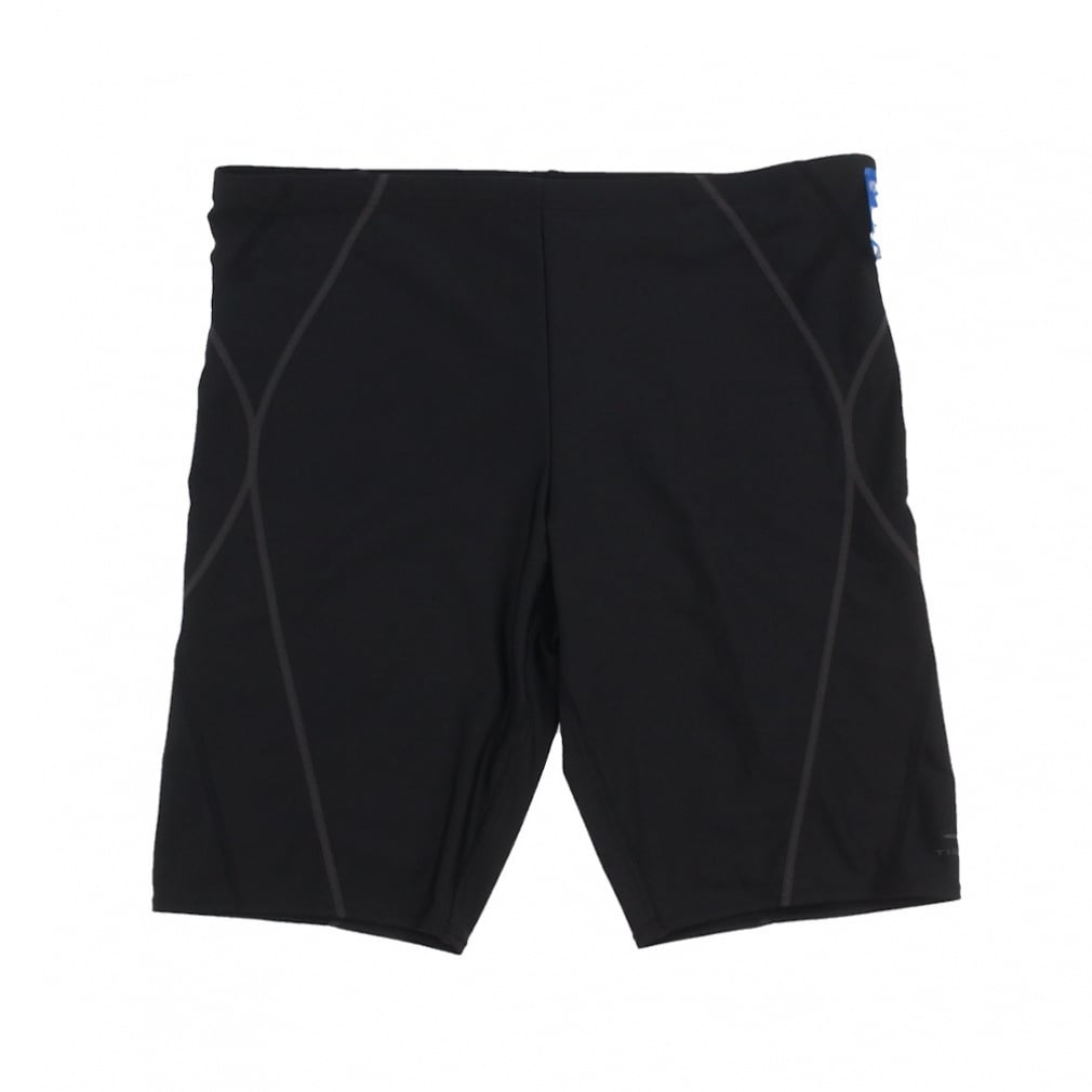 フィットネス水着セット スパッツ水着(ゆったりサイズ)・2WAYストレッチ スイムキャップ・ワイドタイプスイミングゴーグル(ブラック×ブラック-XAﾒﾝｽﾞ(3XL)