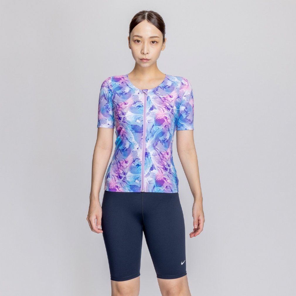 ナイキ レディス 水泳 フィットネス水着 SP25 総柄ジップ付き半袖セパレーツ 299313131 NIKE