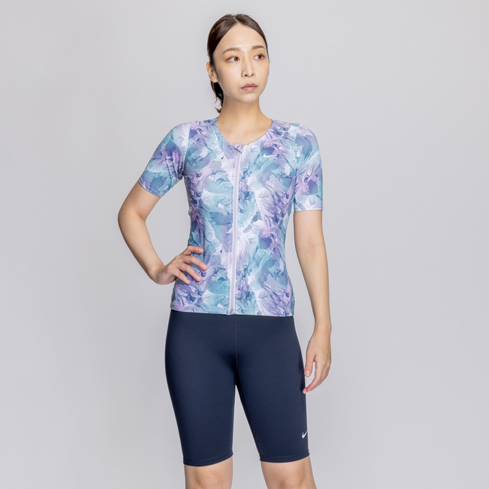 ナイキ レディス 水泳 フィットネス水着 SP25 総柄ジップ付き半袖セパレーツ 299313131 NIKE