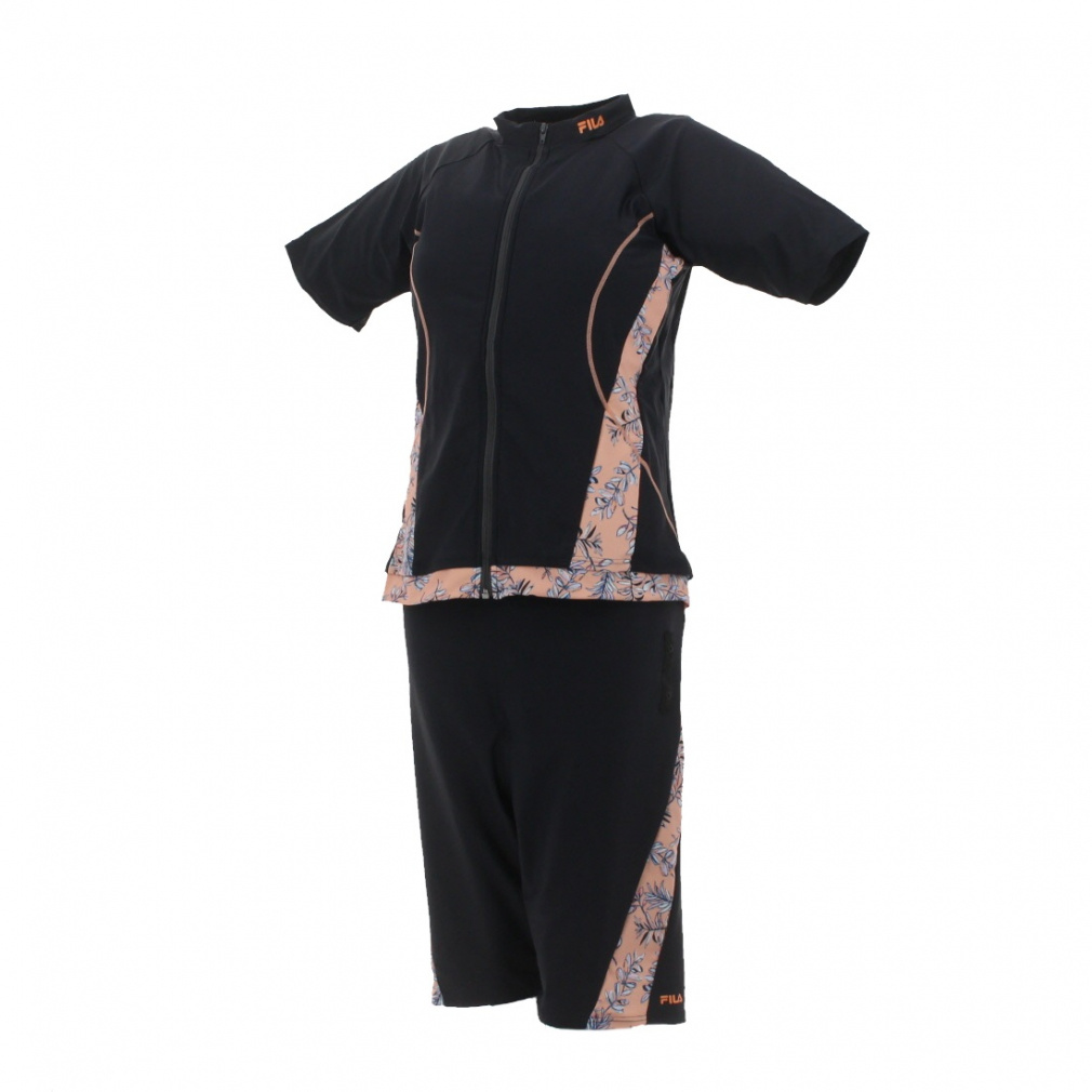 フィラ レディス 水泳 フィットネス水着 リーフ柄プリントジップ