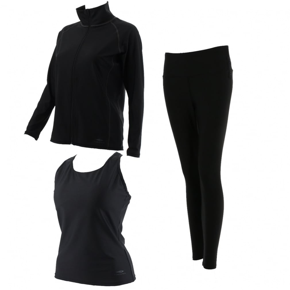 水着3点セット ラッシュガード/パット付きタンクトップ/ 9分丈スパッツ(ブラック-M ﾚﾃﾞｨｽ)