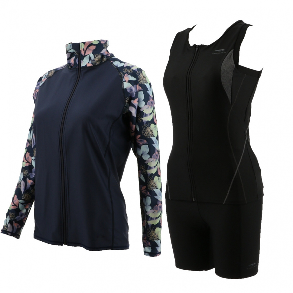 水着3点セット プリントデザインラッシュガード/ノースリーブ上下