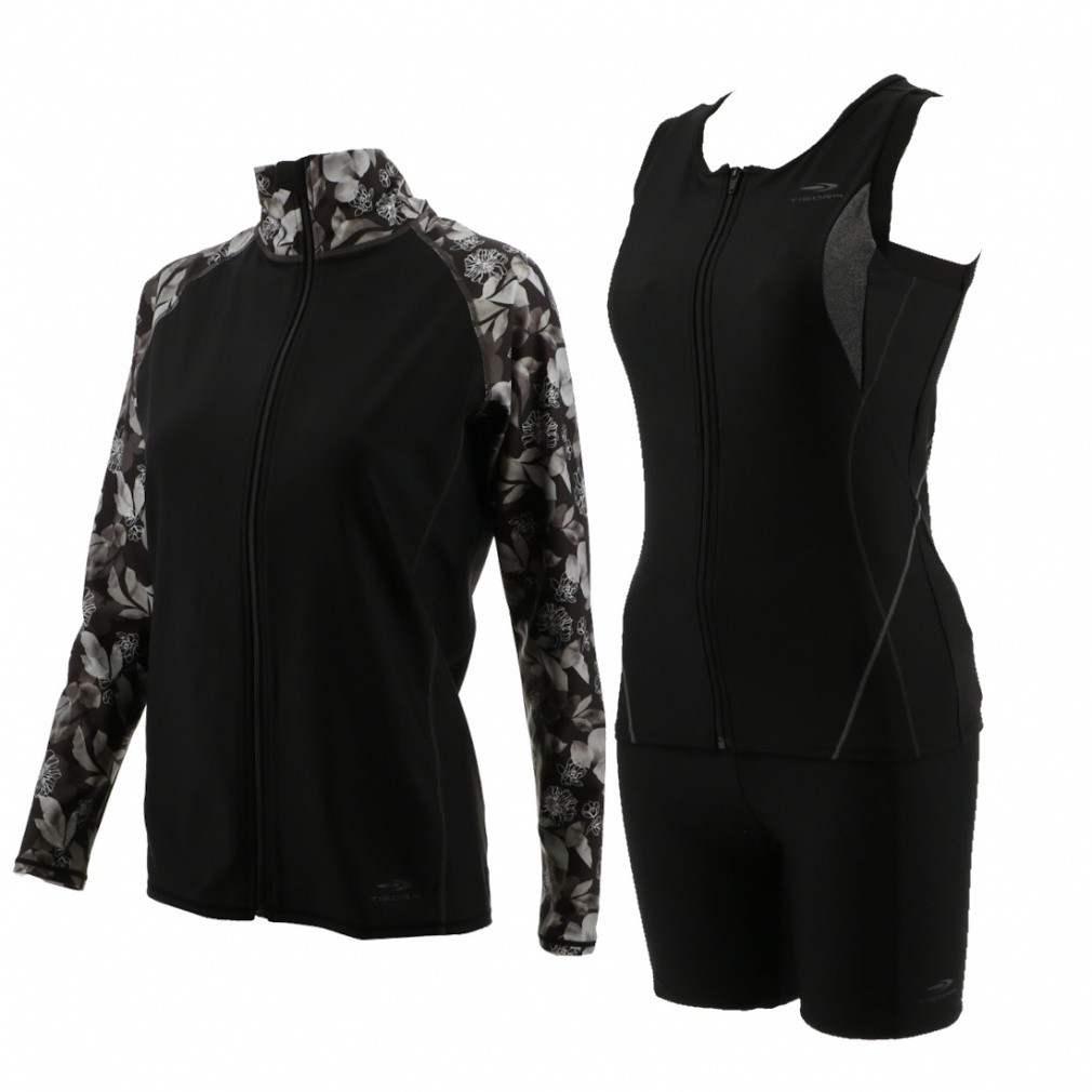 水着3点セット プリントデザインラッシュガード/ノースリーブ上下