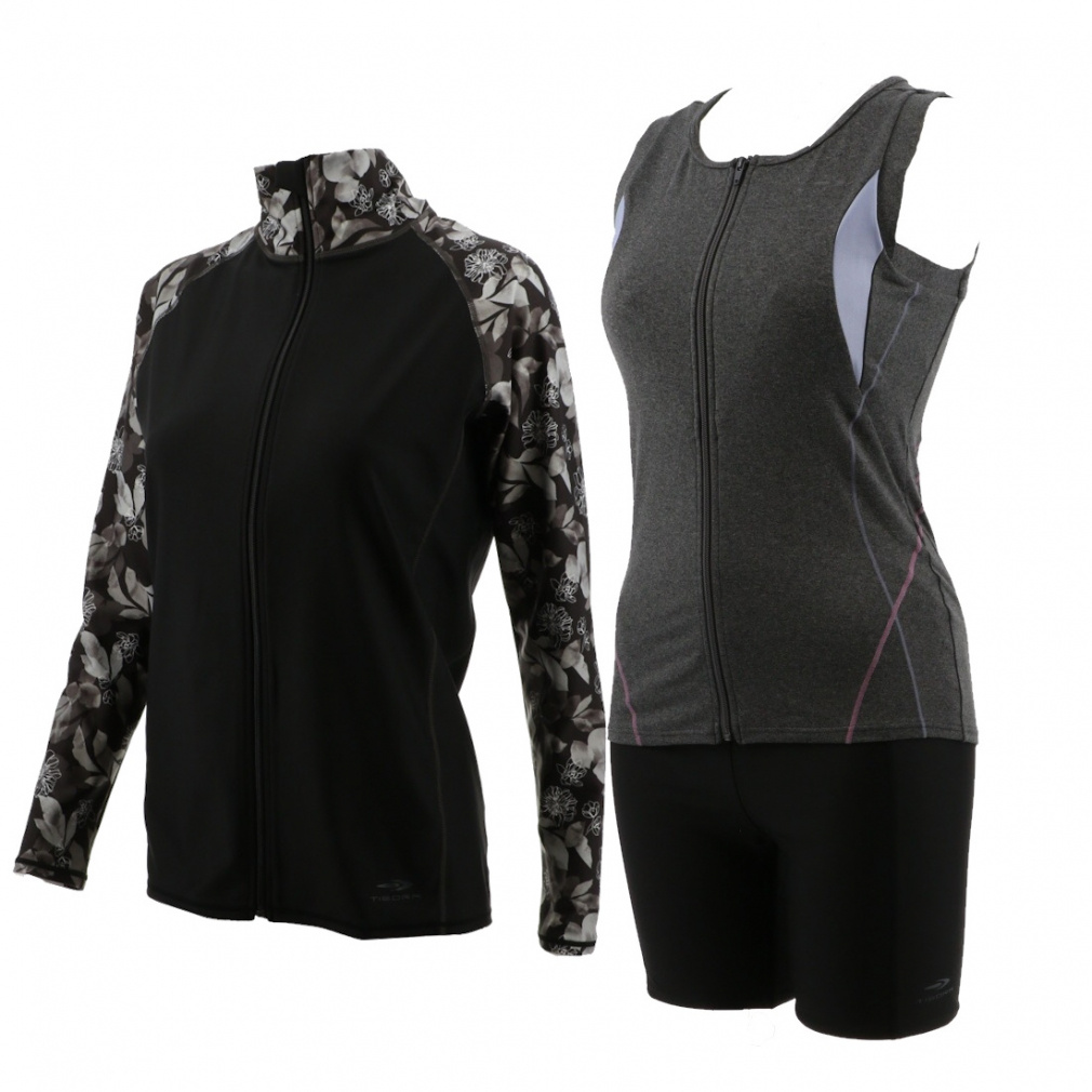 水着3点セット プリントデザインラッシュガード/ノースリーブ上下