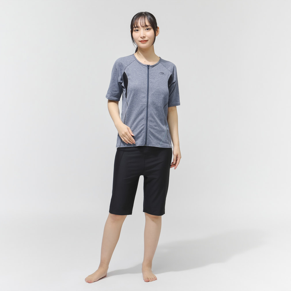 ティゴラ レディース 水泳 フィットネス水着 半袖セット水着 ゆったり