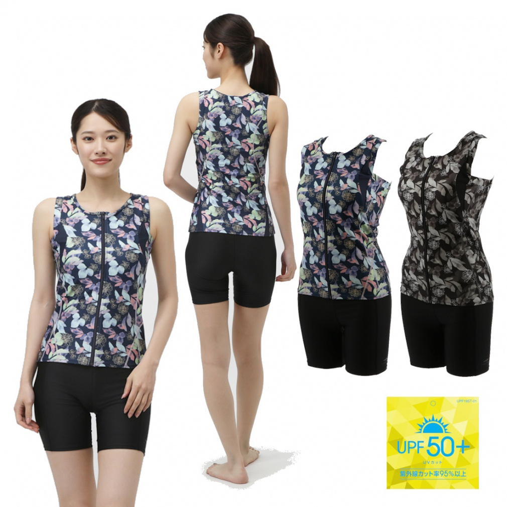 フィットネス水着 ノースリーブセット ボタニカルプリント｜Alpen Online