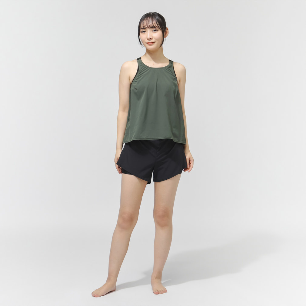 ティゴラ レディース 水泳 フィットネス水着 ノースリーブフレアセット