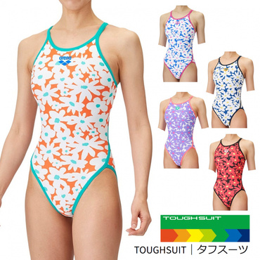 トレーニングワンピース オープンバック TOUGH SUIT タフスーツ(オレンジ×エメラルドグリン-XS　レディス)