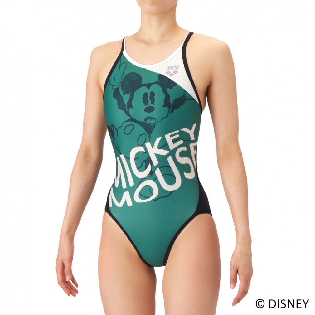 TOUGHSUIT(タフスーツ)トレーニングワンピース オープンバック Disney(ディズニー)デザインモデル(グリーン×ブラック-S)