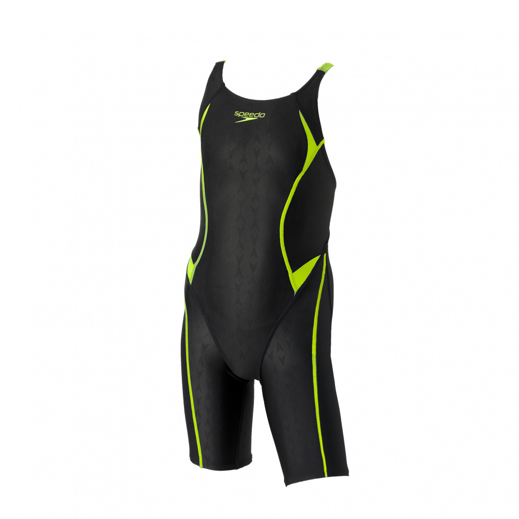 Speedo 競泳用水着 グリーン/イエロー 140サイズ スピード ジュニア 水泳 競泳水着 フレックスシグマカイジュニア