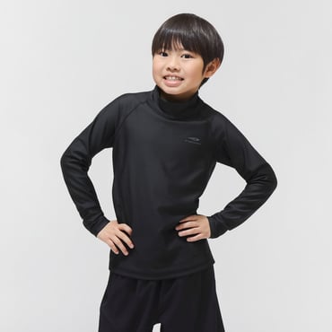 ジュニア 長袖かぶりラッシュガード(ブラック-130cm)