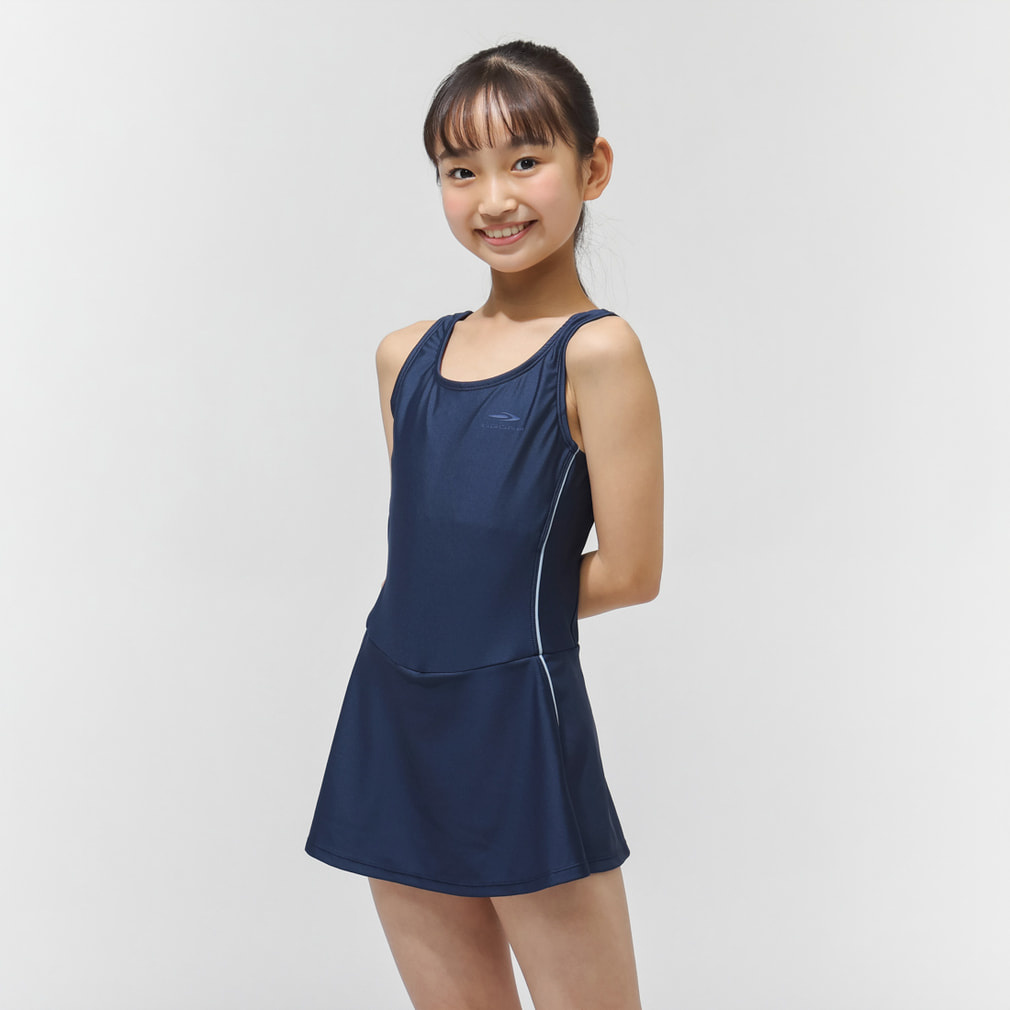 ジュニア ワンピース水着(ネイビー-120cm)