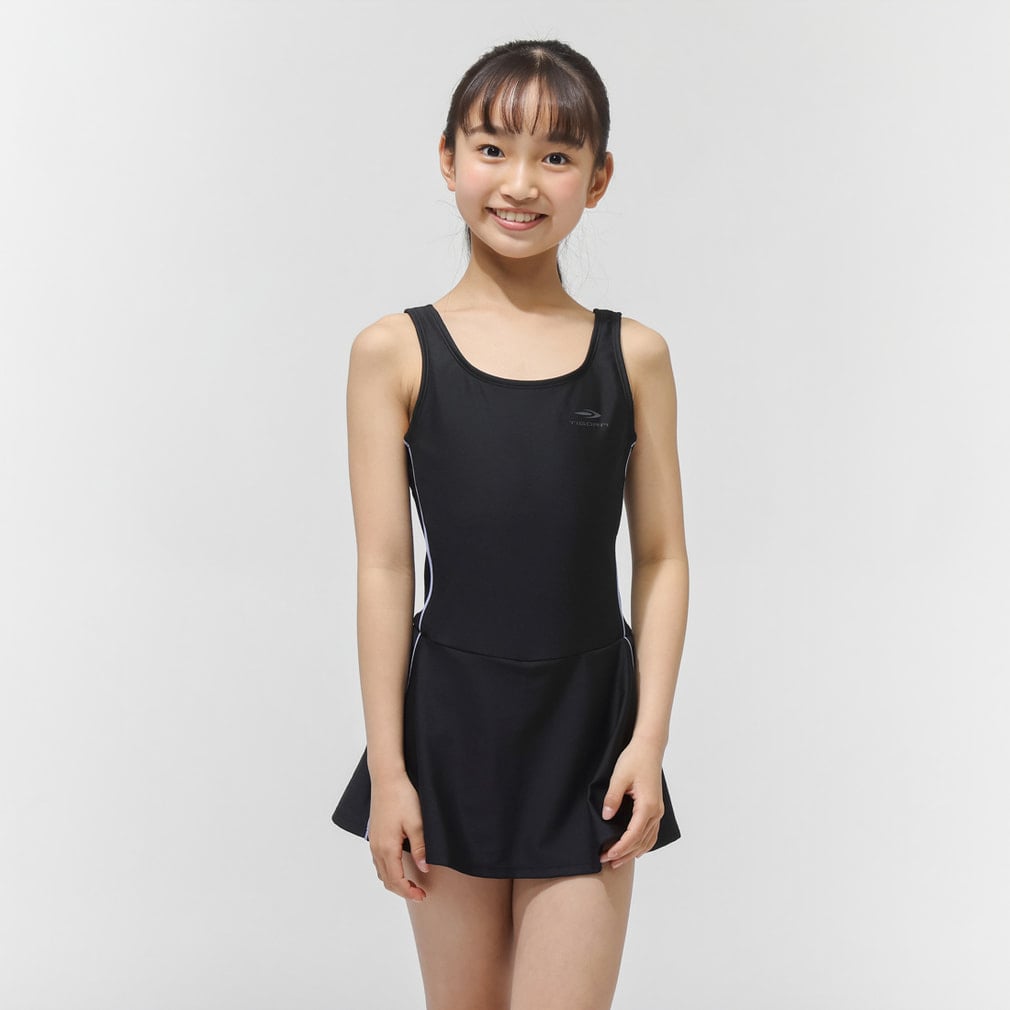 ジュニア ワンピース水着(ブラック-120cm)