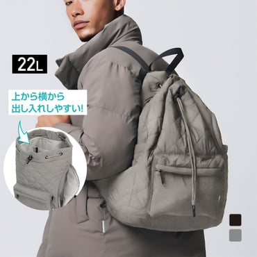 大きくひらくリュックサック キルティングGY(-)