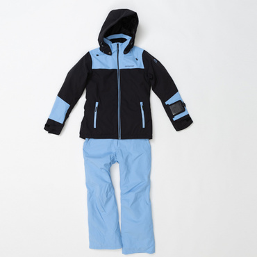 スキーウェア 上下セット(ブラック×ペールブルー-S)