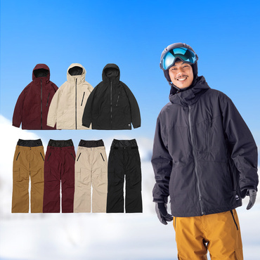 スノーボードウェア 上下セット ユニセックス(ブラック×キャメル-L ﾕﾆ)