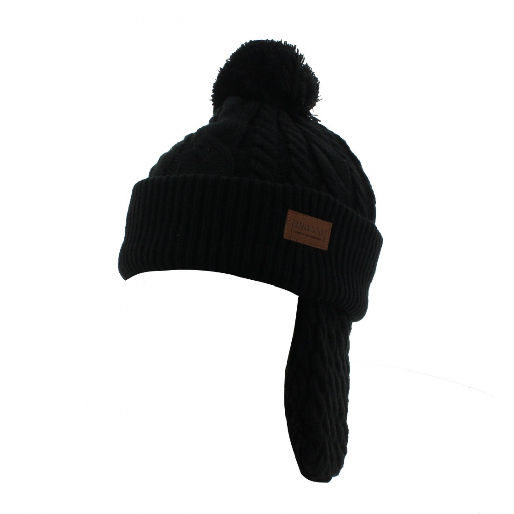 耳当て付き ニット帽(ブラック)