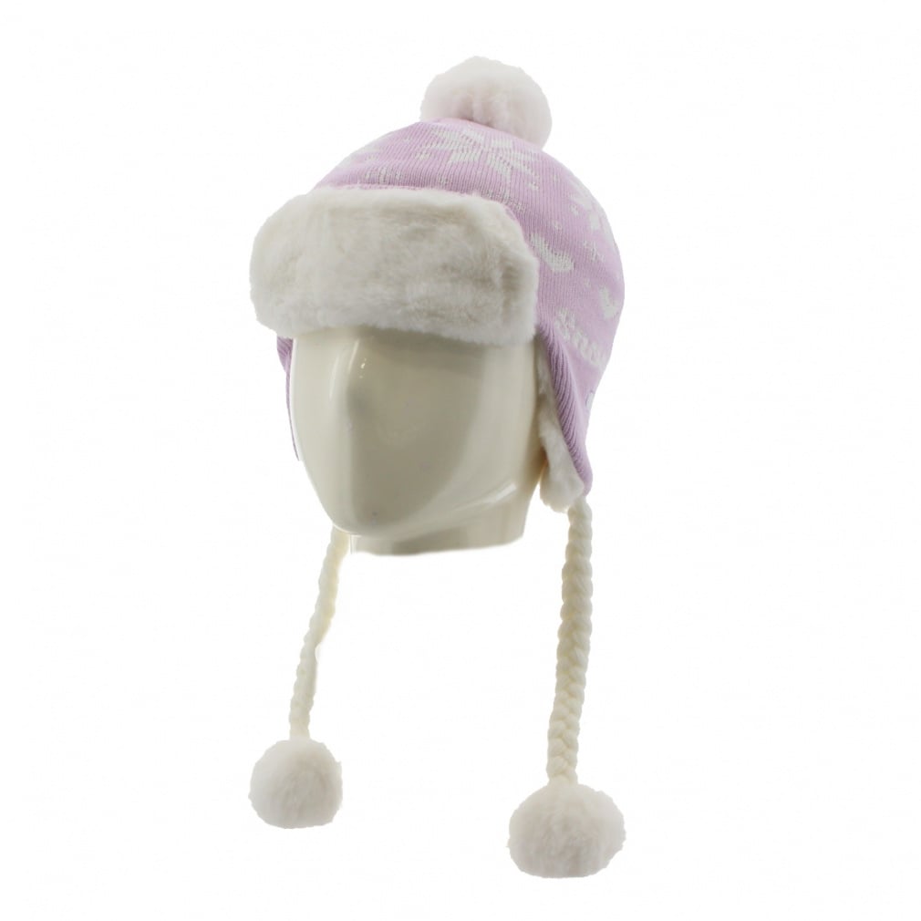 ボンボン付きニット帽 キッズ(ラベンダー)
