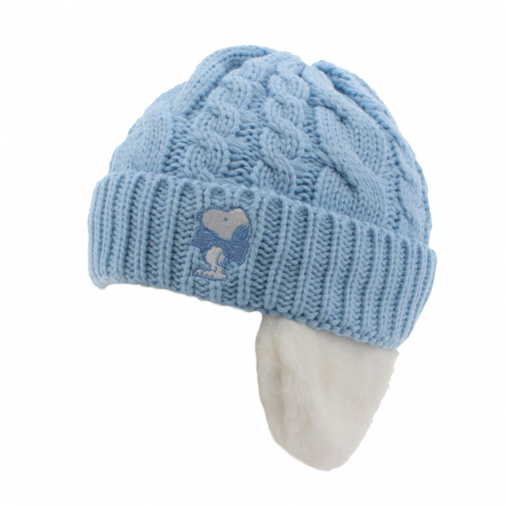 ファー耳付きビーニー キッズ(サックスブルー)