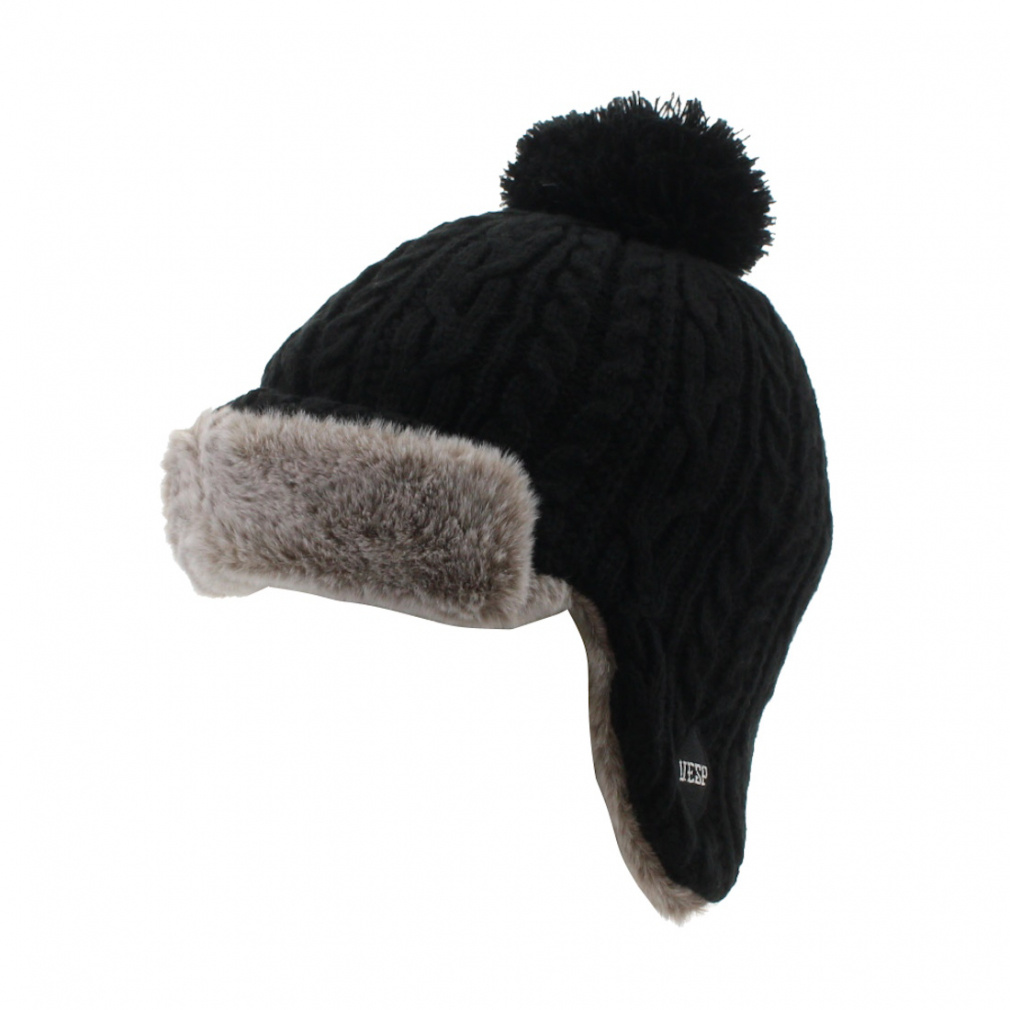 ケーブル編み JR BEANIE(ブラック)